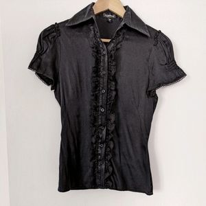 Bebe short sleeve ruffle blouse